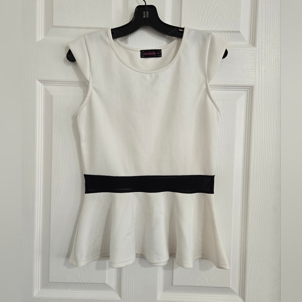 Annabelle Tank Top Blouse Women's Size M Sleeveless Peplum White Semi-Casual
